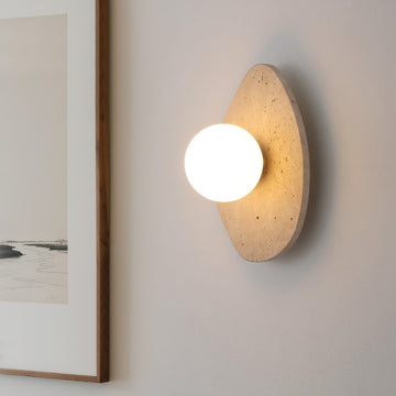 Tivoli 12" Modern Minimalist 1-Light Ovoid Travertine LED Wall Sconce